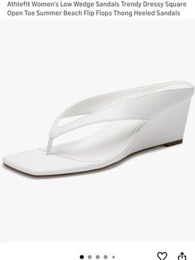 Athlefit White Low Wedge Thong Sandals